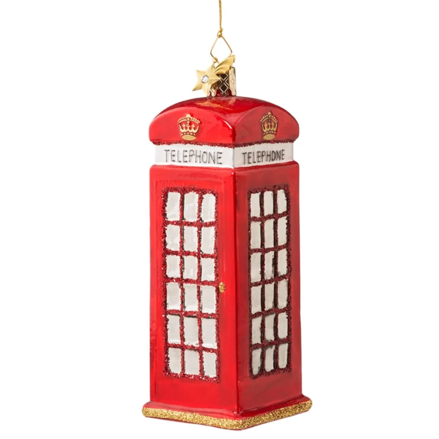 "Poesie in Glas English Phone Box – Vintage British Style Decorative Collectible"