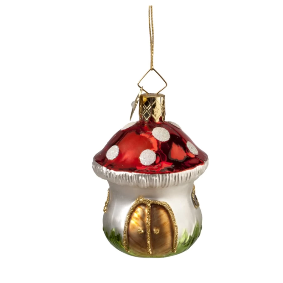 Poesie in Glas Mushroom House - Enchanted Fairy Cottage Decor with Handcrafted Glass Details