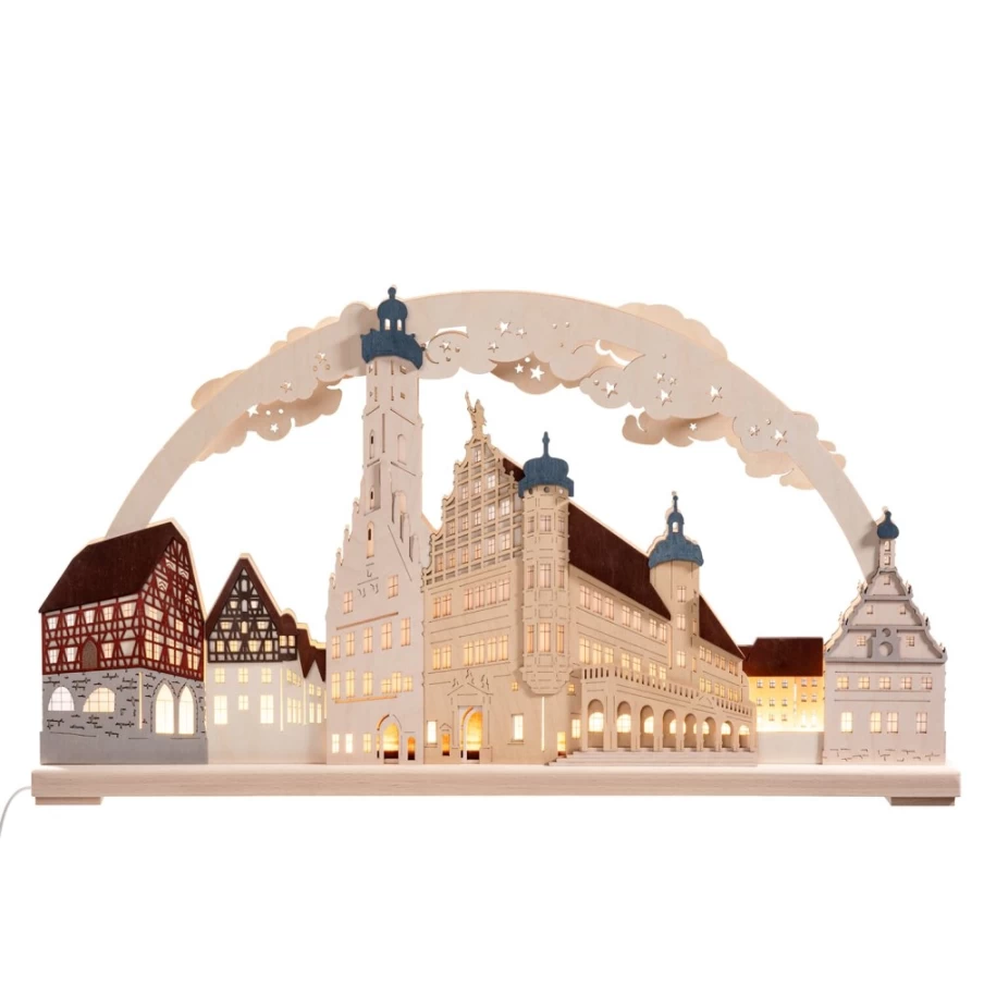 RATAGS Holzdesign Rothenburg ob der Tauber Schwibbogen - Traditional German Christmas Arch Light - 115V Decorative Holiday Lighting