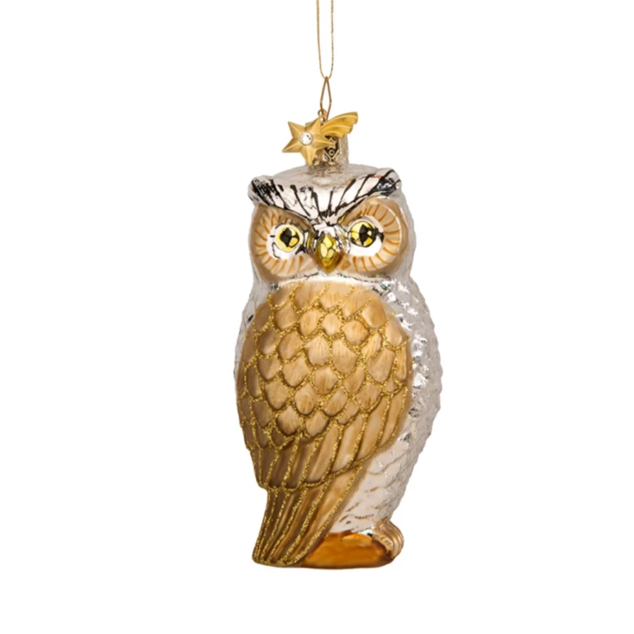 "Poesie in Glas Owl Figurine - Elegant Gold & Silver Decorative Collectible"