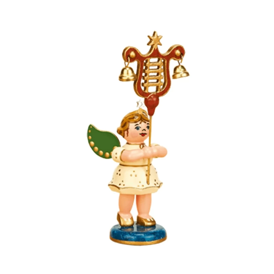 "Hubrig Volkskunst Angel With Lyra Handmade Collectible Figurine – Decorative Christmas Ornament"