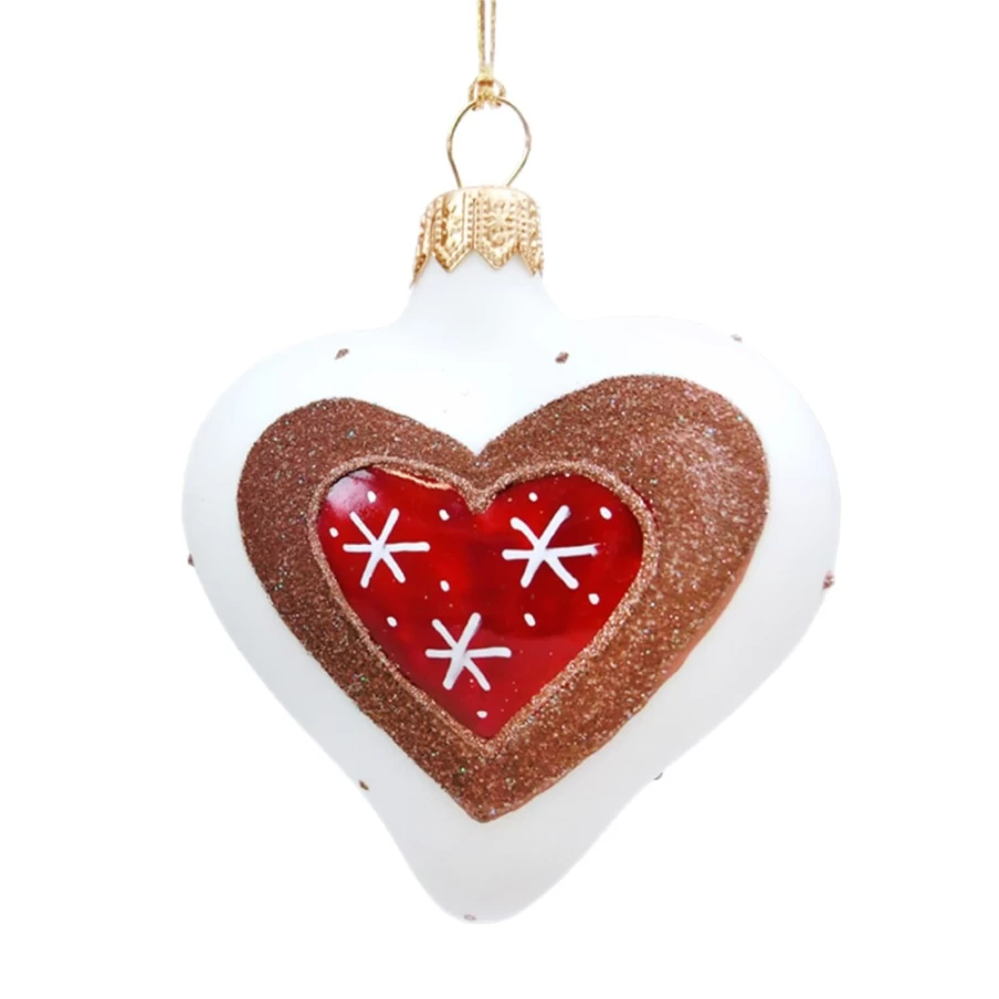 "Käthe Wohlfahrt White Gingerbread Heart Ornament – Festive Christmas Decor"