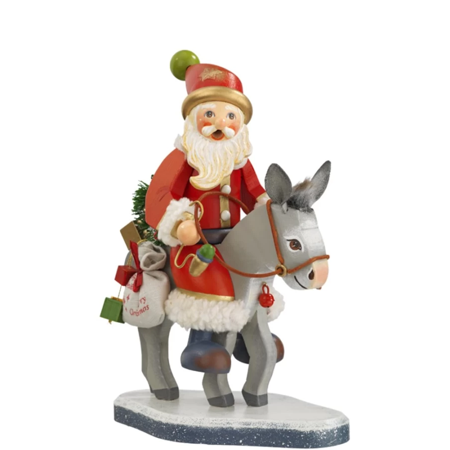 Käthes Original Holzknoddl Santa's Donkey Incense Smoker - Handmade Christmas Decoration