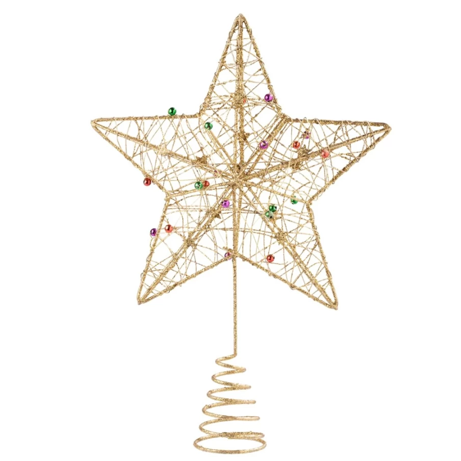 "Käthe Wohlfahrt Gold Christmas Tree Topper with Colorful Pearls - Elegant Holiday Decor"