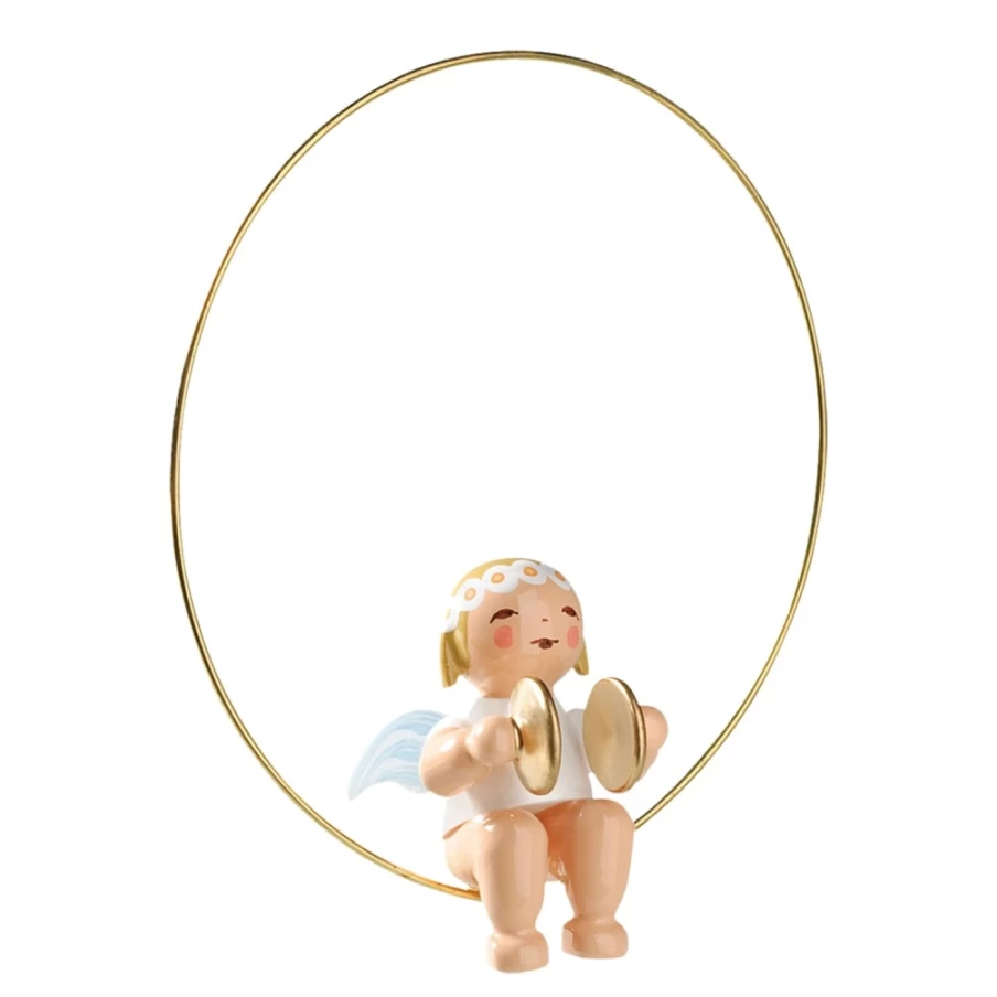 "WENDT & KÜHN Collectible Christmas Tree Angel with Ring & Cymbals - Handcrafted German Ornament"