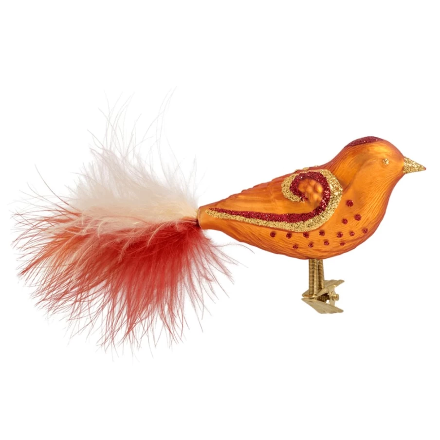 Poesie in Glas Red and Gold Bird Figurine - Decorative Collectible