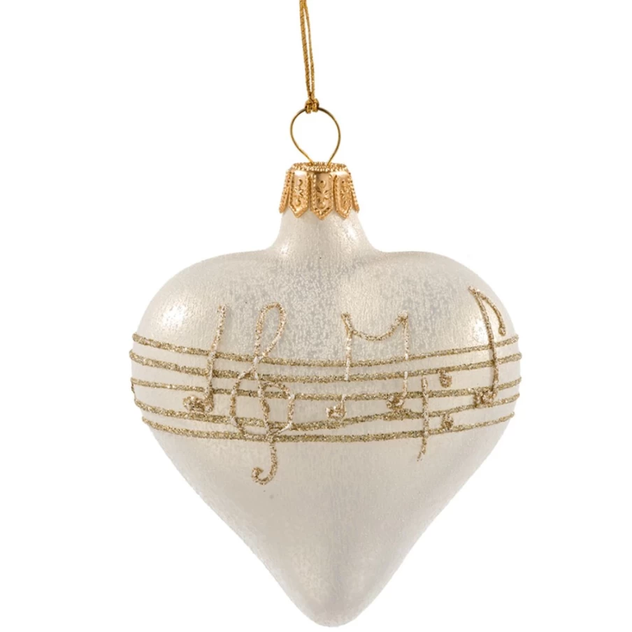 "Heart-Shaped Cream-Colored Musical Note Ornament by Käthe Wohlfahrt"