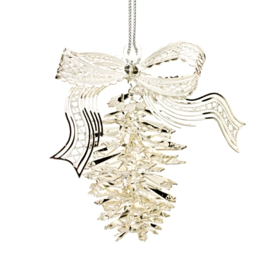 "Käthe Wohlfahrt Silver-Plated Fir Cone Ornament – Elegant Christmas Decoration"