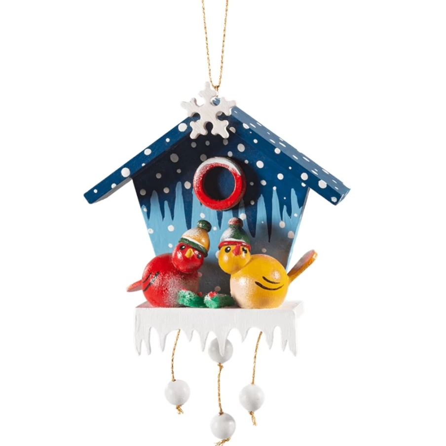 Käthes Original Snowy Winter Birdhouse – Handcrafted Wooden Bird Feeder for Outdoor Garden Decor