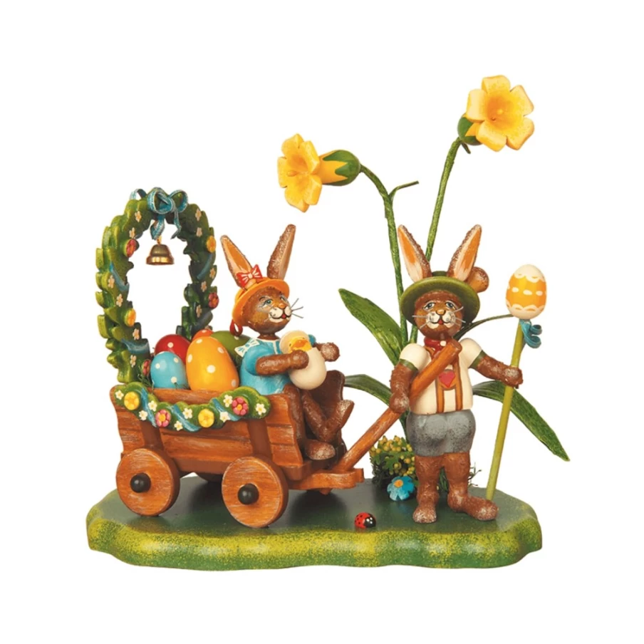"Hubrig Volkskunst Spring Meadow Rabbit Figurine - Handmade Decorative Collectible"