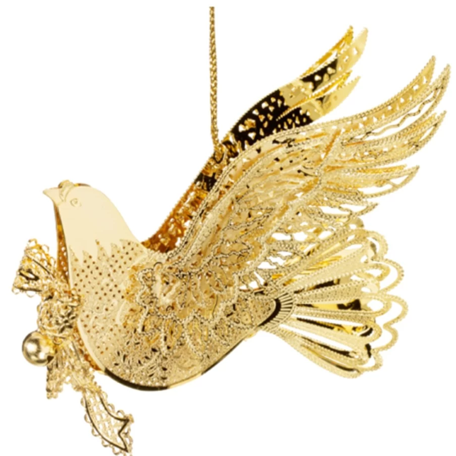 Käthe Wohlfahrt Gold-Plated Dove Ornament - Elegant Christmas Decor