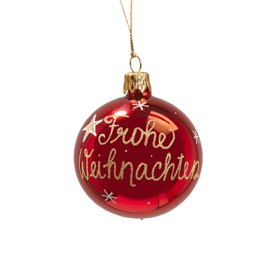 Käthe Wohlfahrt 6cm Glass Christmas Bauble "Merry Christmas" Holiday Ornament