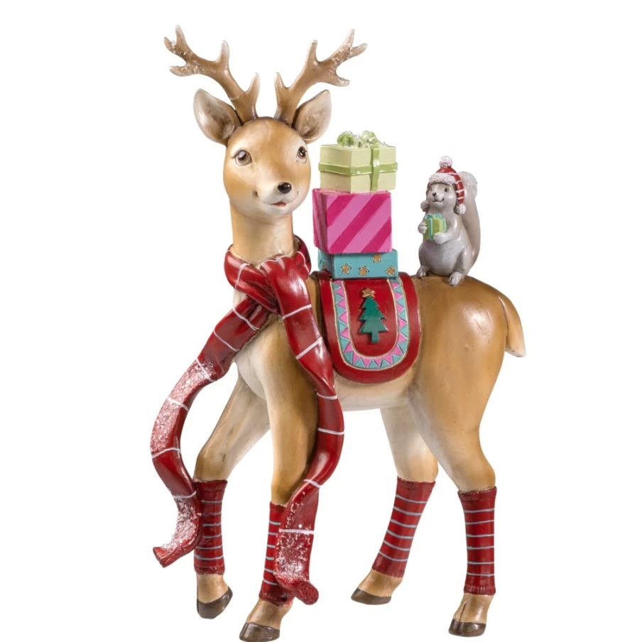 "Käthe Wohlfahrt Handcrafted Deer Figurine with Gifts - Christmas Decoration"