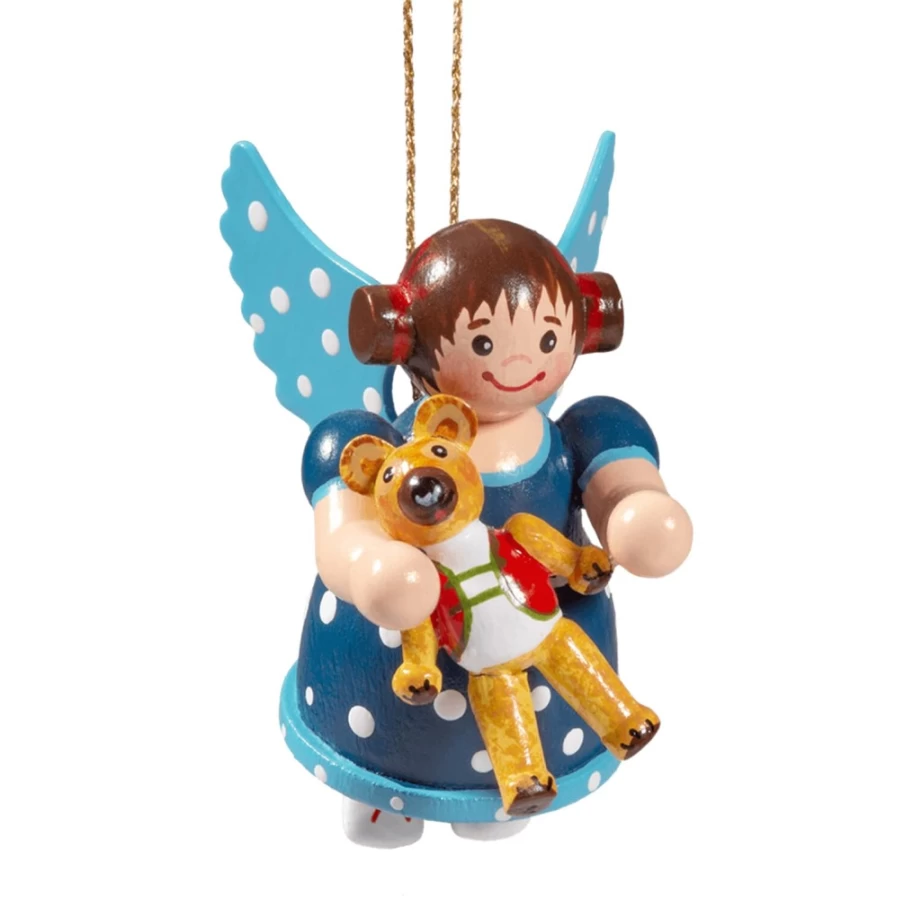 "Käthes Original Angel Holding Teddy Bear – Collectible Christmas Figurine"