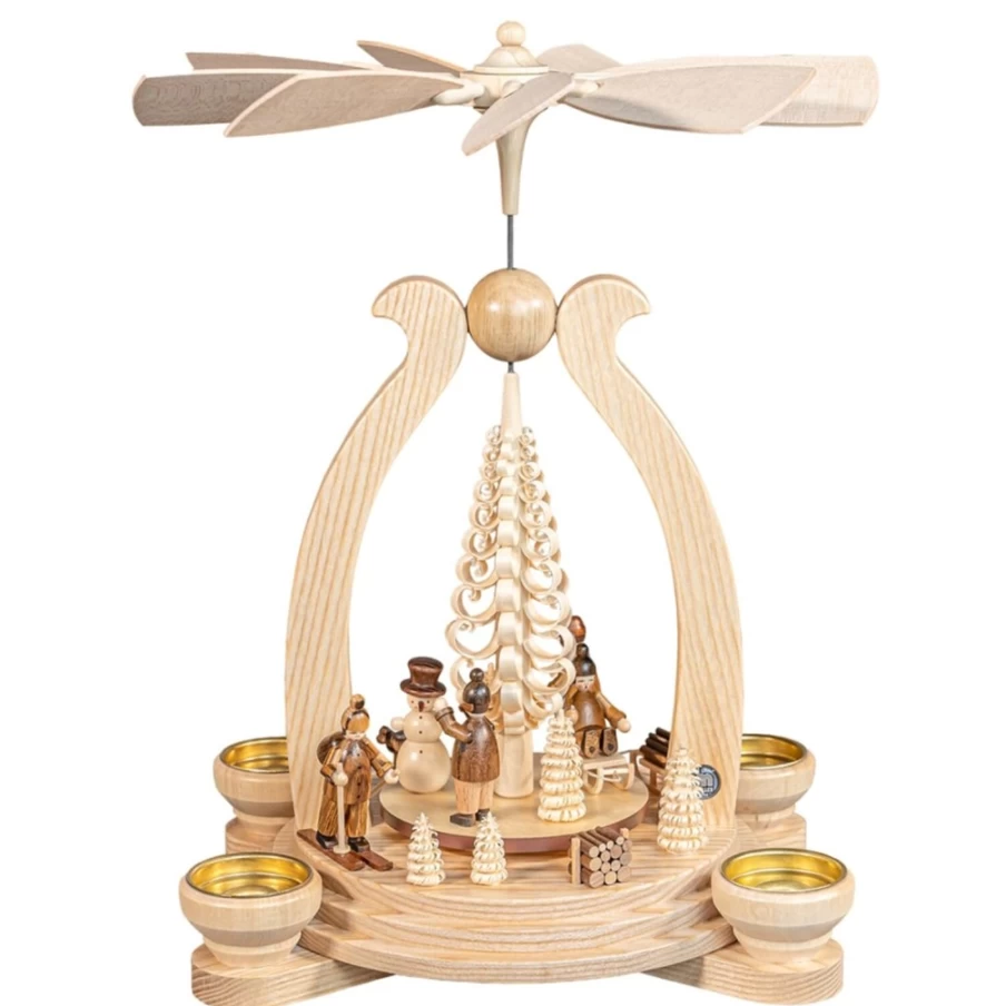 Müller Kleinkunst Tealight Pyramid Winter Landscape Decorative LED Candle Holder