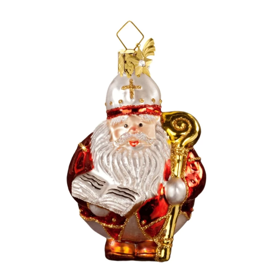 Poesie in Glas St. Nicholas Round Christmas Ornament - Handcrafted Glass Decor