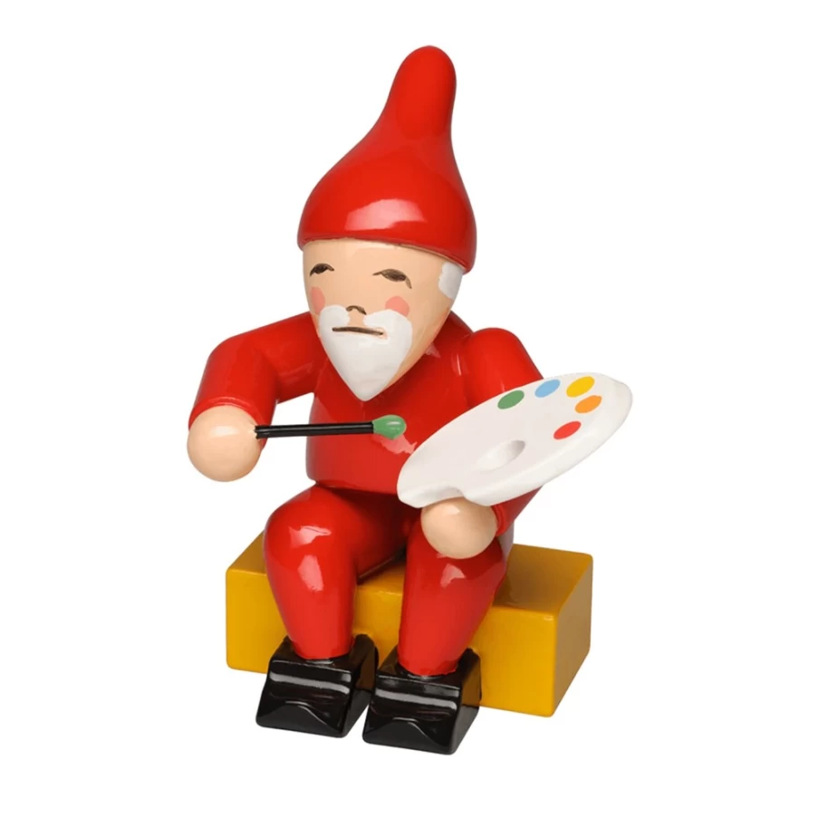 WENDT & KÜHN Collectible Gnome Figurine with Paintbrush and Art Palette - Hand-Painted German Decor