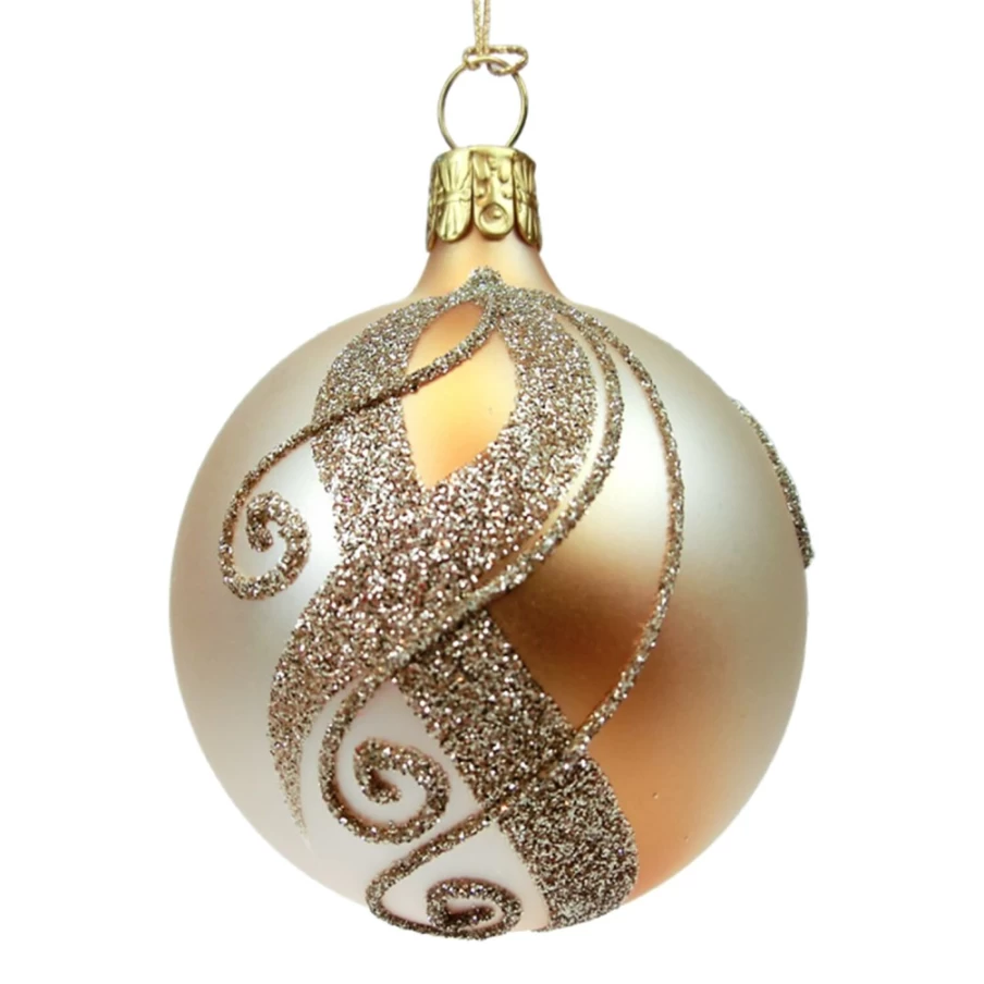 Käthe Wohlfahrt Gold Decorated Glass Bauble - 6cm Christmas Ornament