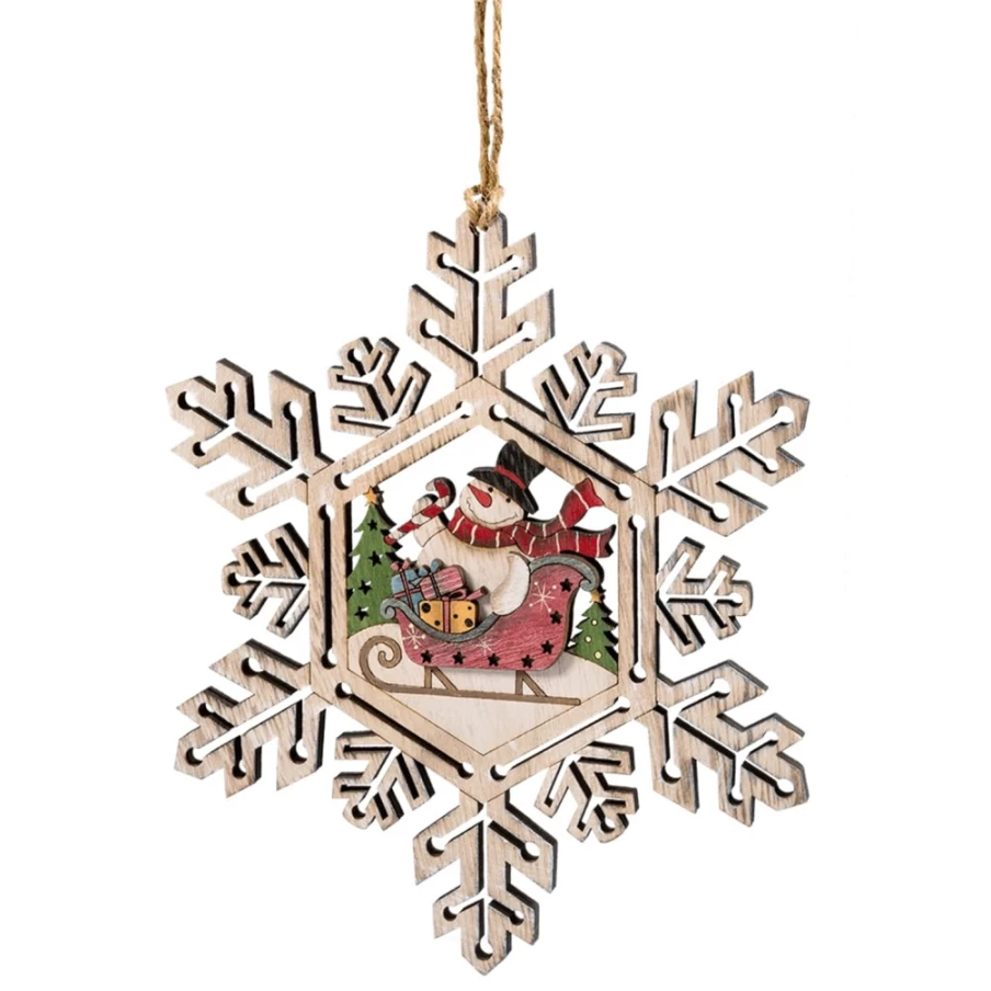 "Käthe Wohlfahrt Snowflake and Snowman Christmas Ornament – Handcrafted Holiday Decoration"