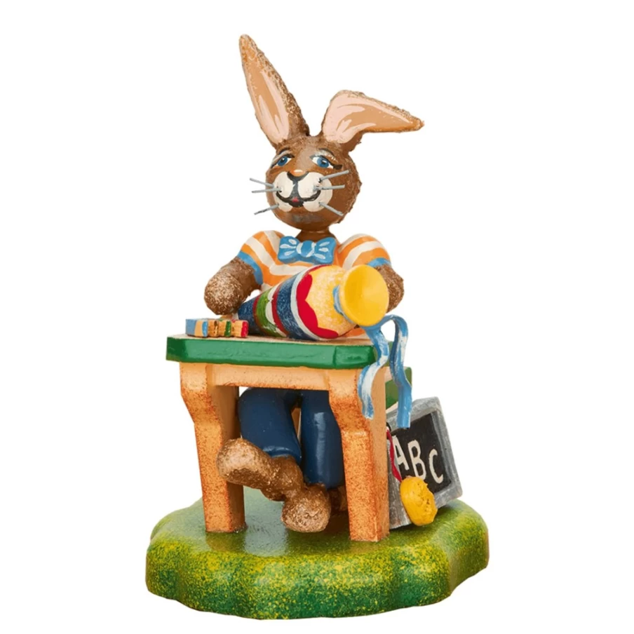 "Hubrig Volkskunst Rabbit School Felix First Day At School Collectible Figurine"