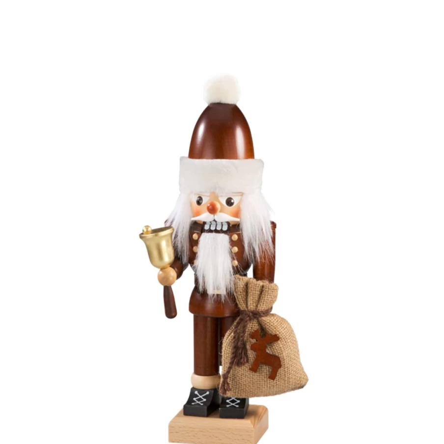 "Christian ULBRICHT Handcrafted Santa Claus Nutcracker with Bell - 11.8 Inch Natural Wood Christmas Decoration"