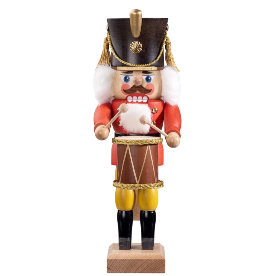 HODREWA Red Drummer Nutcracker Soldier Figurine - 11.8 Inch Christmas Decoration
