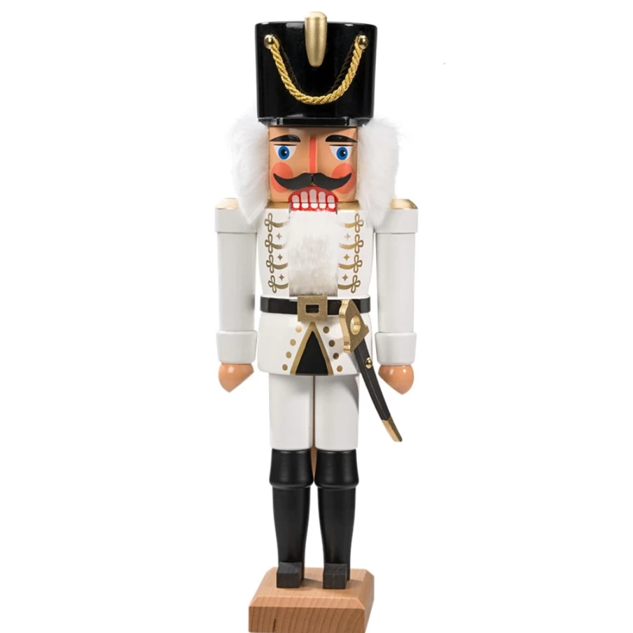 HODREWA 14.2 Inch White Hussar Nutcracker Soldier Christmas Decoration