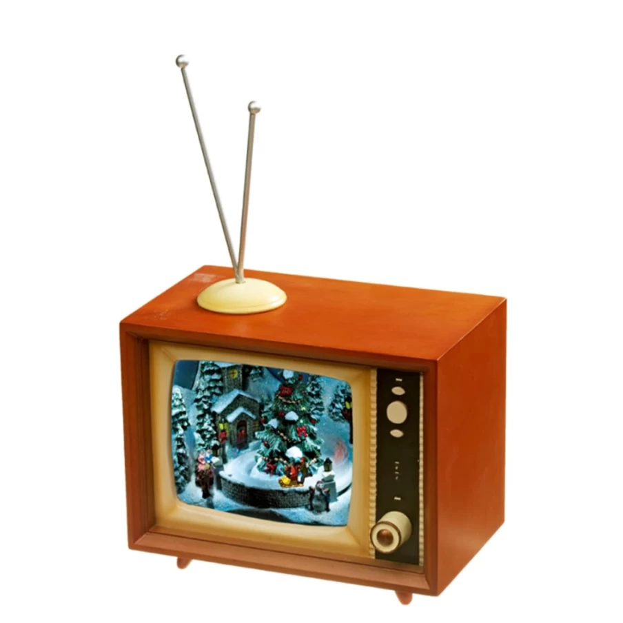 Käthe Wohlfahrt Winterscene With Christmas Tree Nostalgic Television Small Holiday Decoration