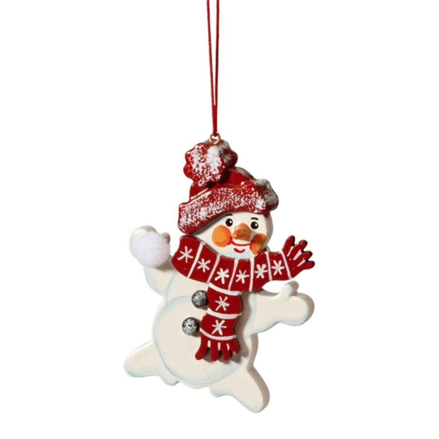 "Käthes Original Handcrafted Snowman With Scarf - Festive Winter Decor"