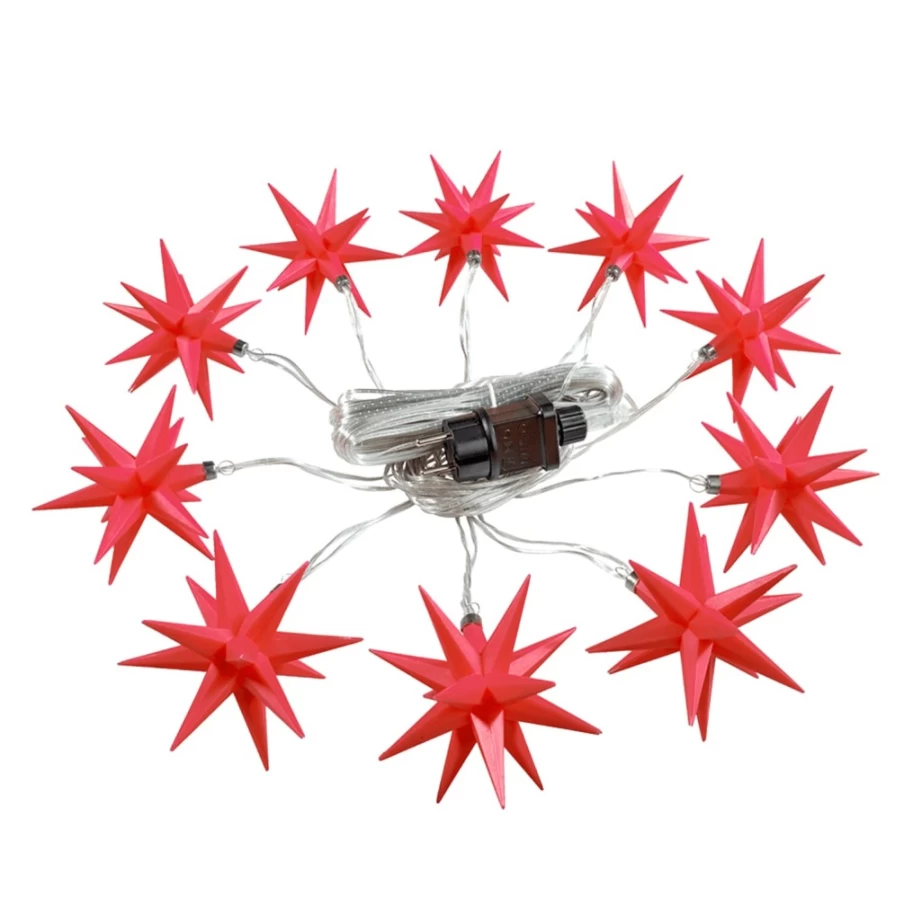 "Käthe Wohlfahrt Red LED Star Chain - Decorative 10-Star Light String for Holidays"