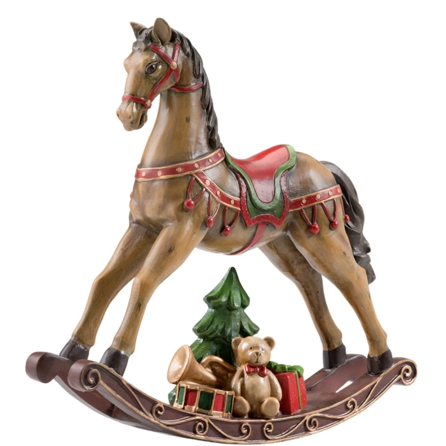 Käthe Wohlfahrt Handcrafted Brown Nostalgic Rocking Horse - Traditional Wooden Toy for Children