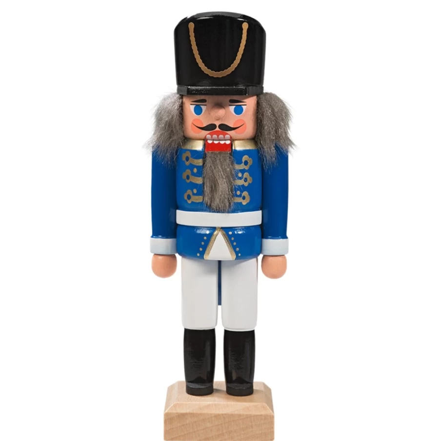 HODREWA Blue Hussar Nutcracker - 5.7 Inch Christmas Decoration, German Soldier Figurine, Handcrafted Holiday Collectible