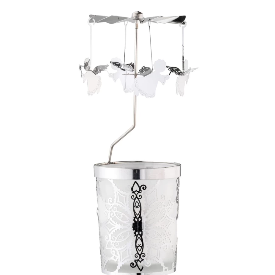 "Käthe Wohlfahrt Silver Tealight Angel Mobile – Decorative Hanging Ornament"