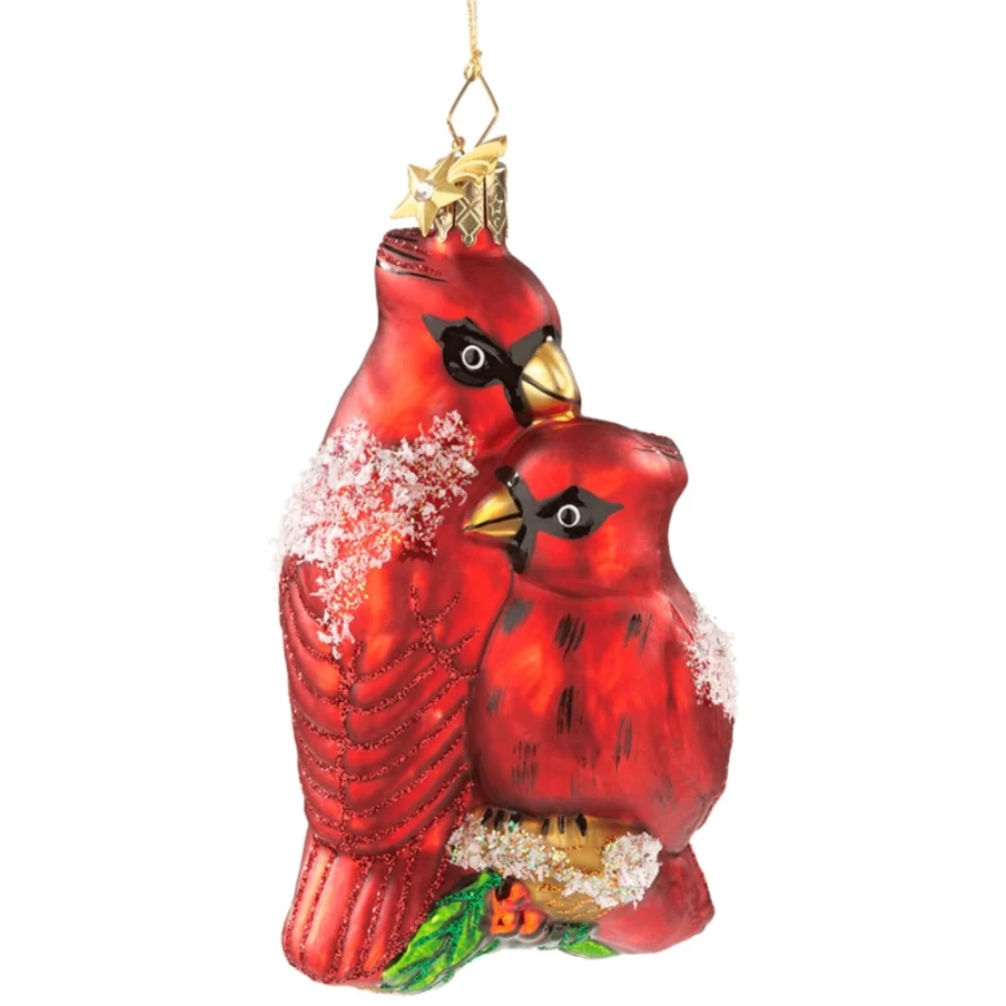 "Poesie in Glas Cardinal Pair - Elegant Glass Bird Figurines for Home Decor"