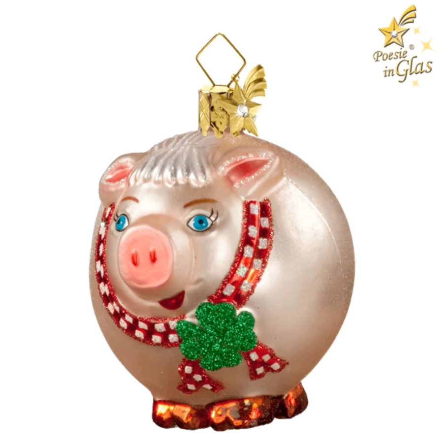 Poesie in Glas Round Pig Figurine - Decorative Collectible