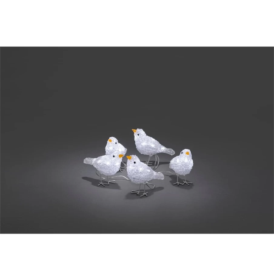 KONSTSMIDE 5-Piece LED Acrylic Bird Decor Set – Energy-Efficient Light-Up Wall Art for Home & Garden