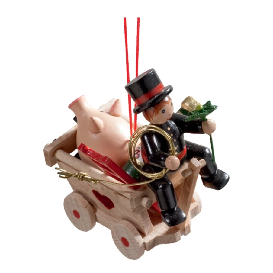 "Käthes Original Traditional Handcart with Chimney Sweep - Decorative German Christmas Decor"
