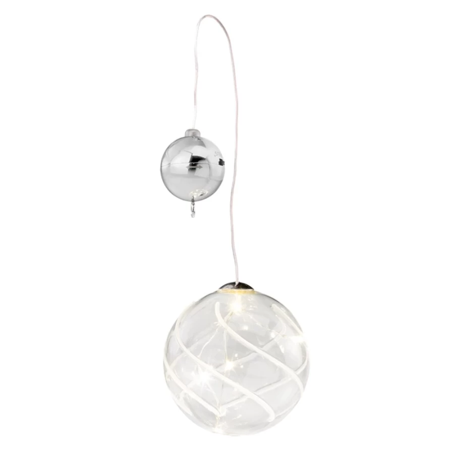 "Käthe Wohlfahrt 7.5cm Illuminated Striped Christmas Bauble Ornament"