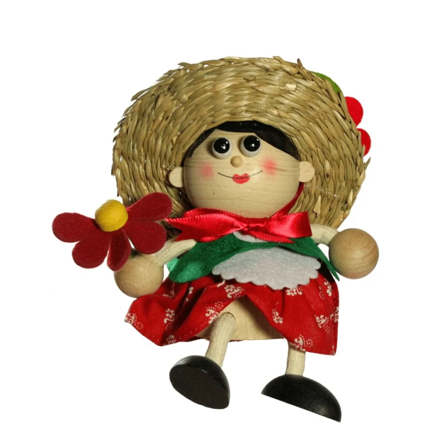Käthe Wohlfahrt Handmade Swinging Figure "Lady With Flower" - Decorative German Collectible