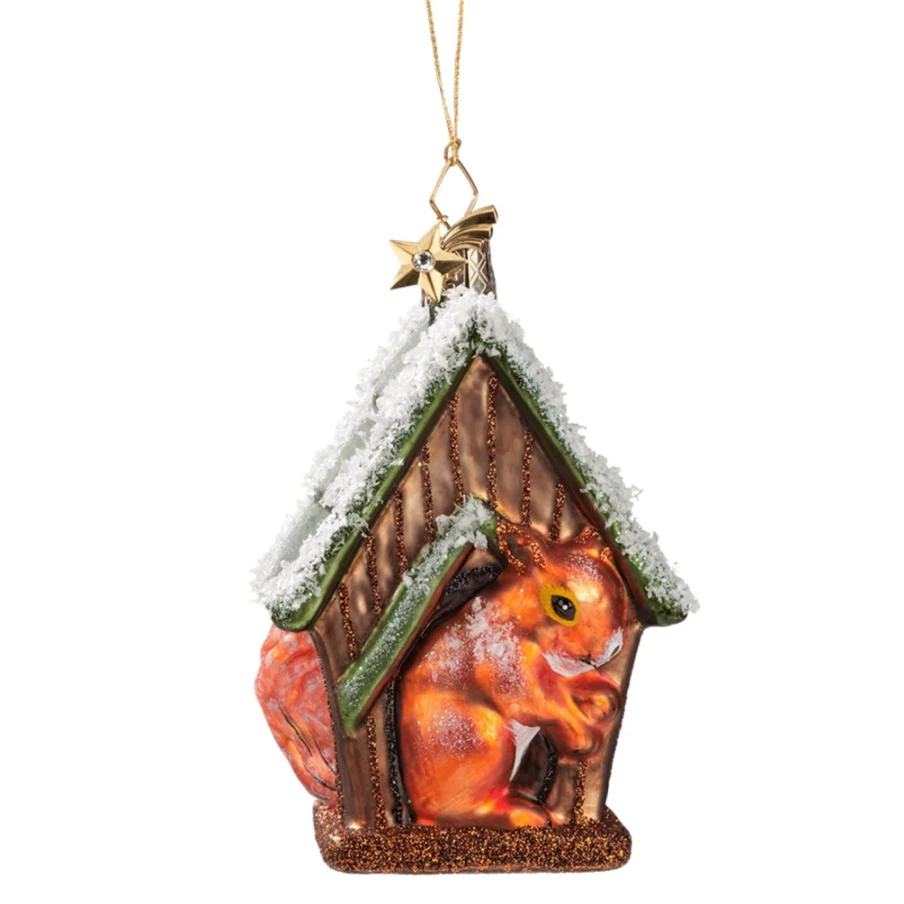 "Poesie in Glas Squirrel Figurine in Decorative Bird House - Unique Home Decor Gift"
