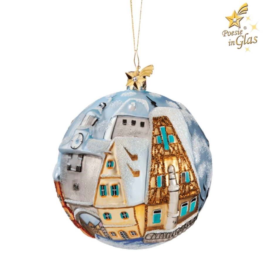 "Poesie in Glas Handmade Glass Sphere - Rothenburg Ob Der Tauber Decorative Collectible"