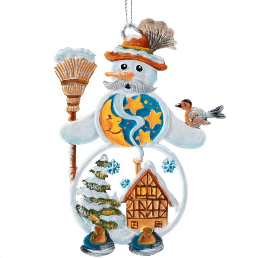 "Käthe's Original Bavarian Hat Snowman Christmas Decoration – Handcrafted German Holiday Collectible"