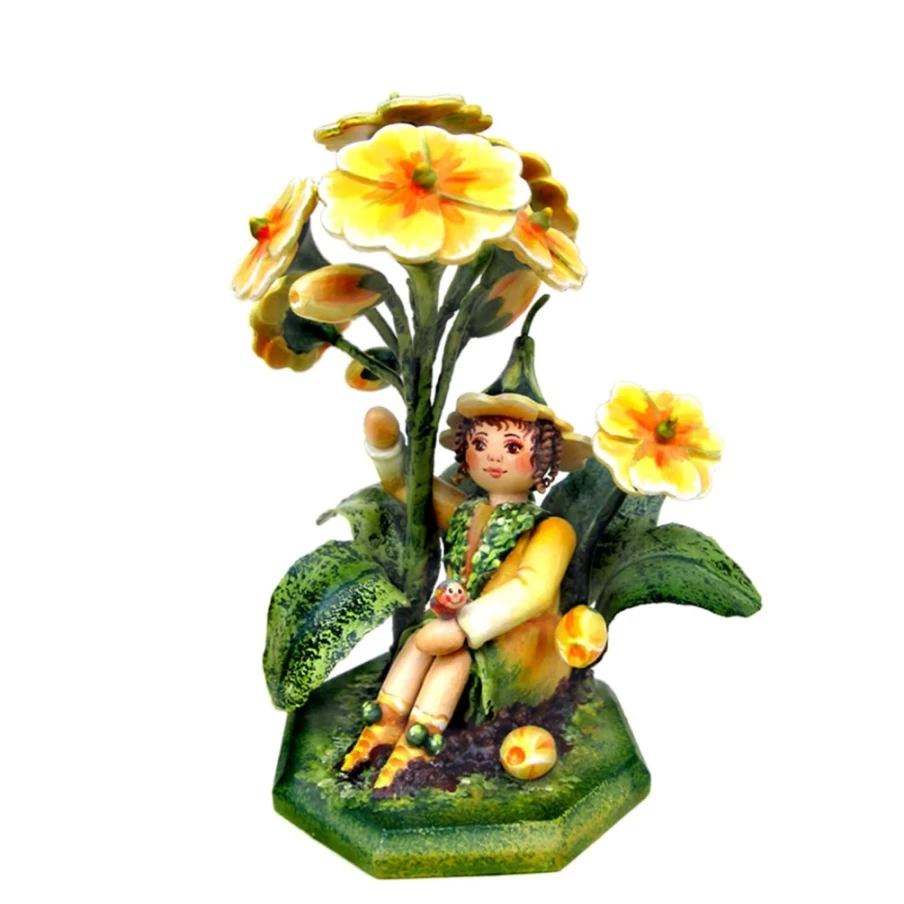 "Kindertraum Yellow Primrose Flower Child Dress – Vibrant Floral Kids Outfit"