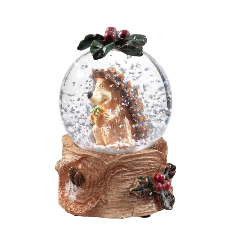 Käthe Wohlfahrt Handcrafted Hedgehog Snow Globe - Collectible Winter Decoration