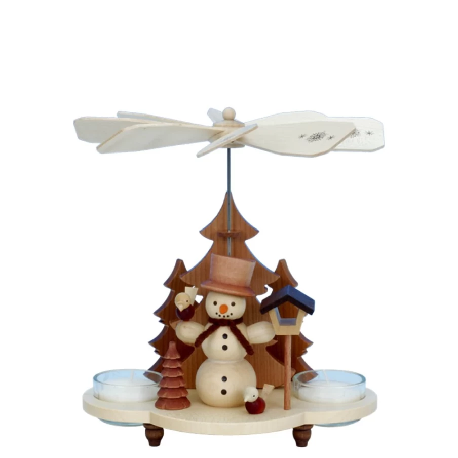 Christian ULBRICHT Tealight Candle Holder Pyramid "Snowman" - Decorative Winter Holiday Decor