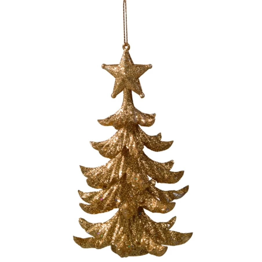 "Käthe Wohlfahrt Gold Glitter Christmas Tree – Decorative Holiday Ornament"