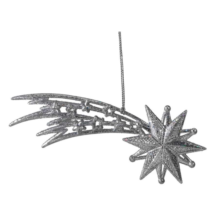 "Käthe Wohlfahrt Silver Glitter Shooting Star Christmas Ornament"