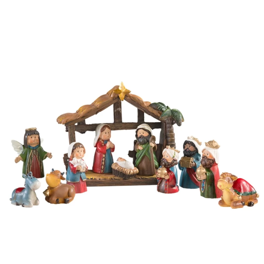 Käthe Wohlfahrt Mini Nativity Set - 11 Piece Christmas Crib Stable for Holiday Decor