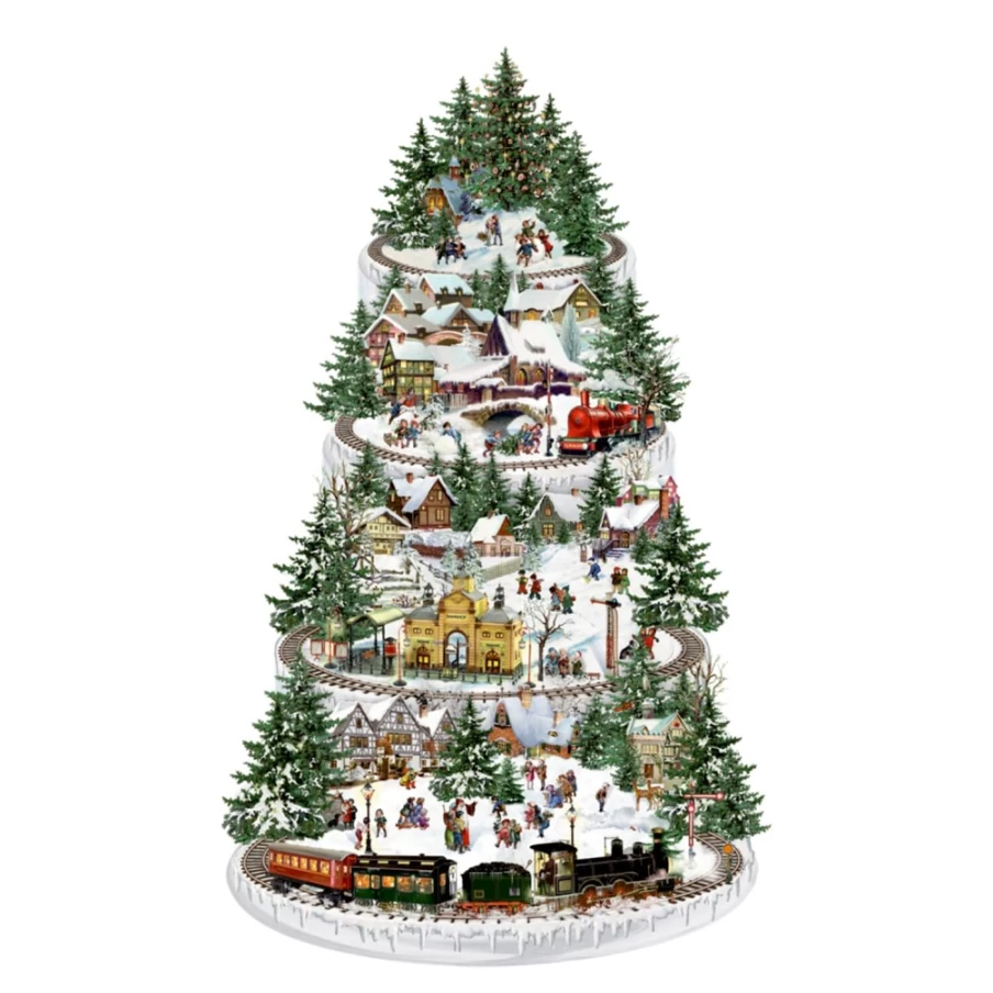 Käthe Wohlfahrt Small Railroad Fir Tree Advent Calendar - Holiday Christmas Countdown Decor