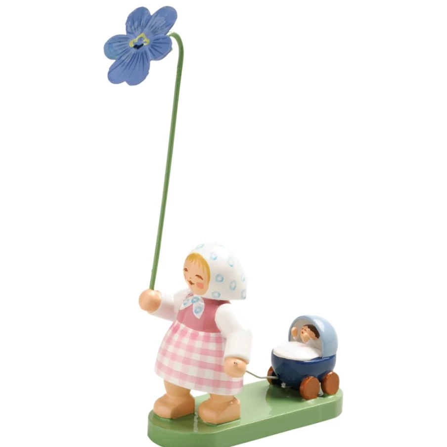 "WENDT & KÜHN Collectible Girl With Violet Figurine – Handcrafted German Porcelain Decor"